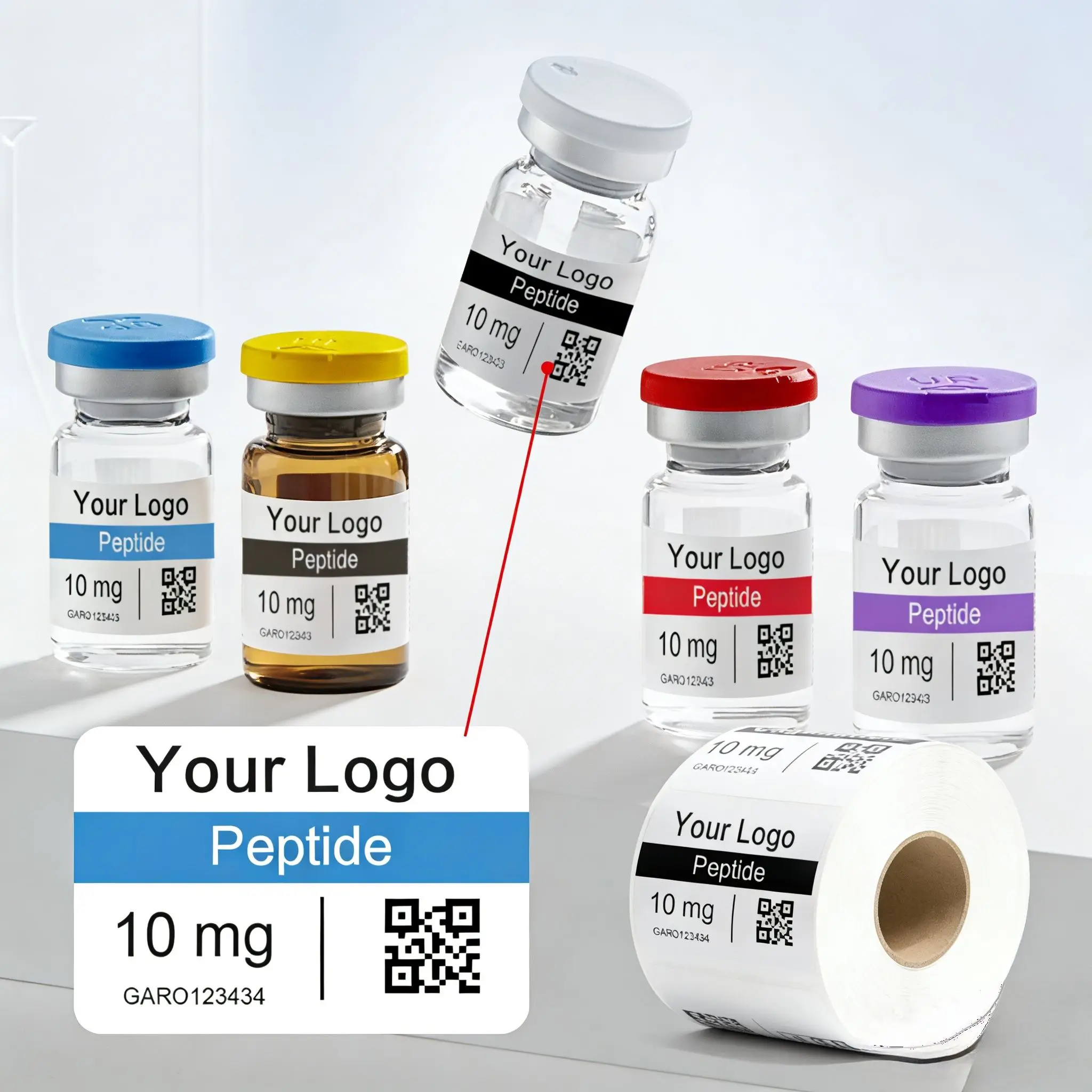 Custom Personalized Small Vial Labels,Double Layer Peptide Powder Packaging Stickers for 3ml 5ml 10ml Bottles - view 5