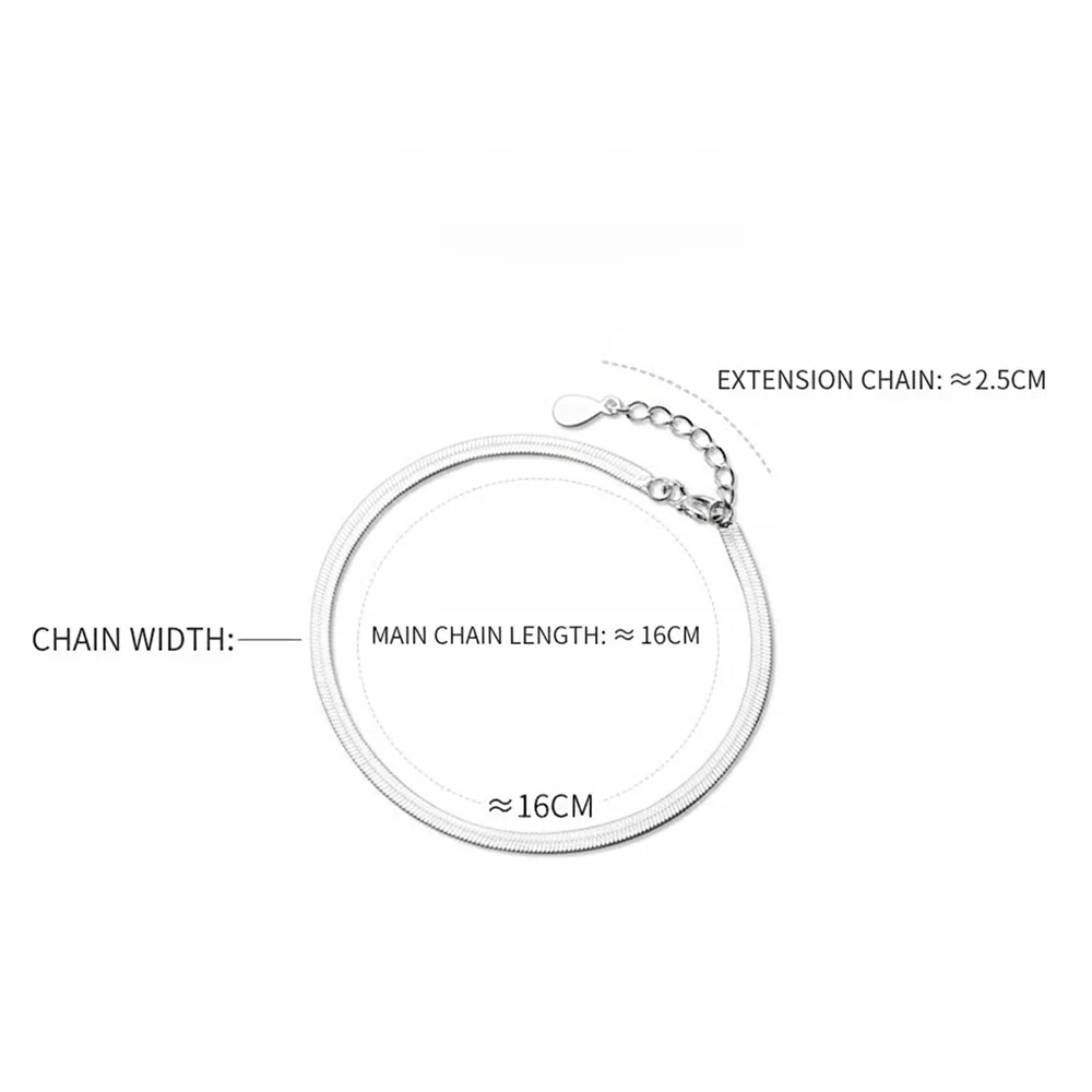 Minimalist 925 Sterling Silver Snake Chain Bracelet for Women Dainty Flat Herringbone Chain Design Fine Silver 925 Jewelry