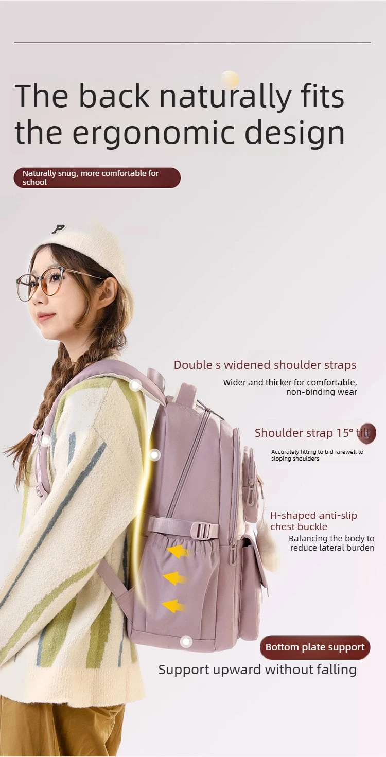 Middle School Backpack for Girls Large Capacity Bookbag Lightweight Fashion Student Backpack Simple Modern School Bags for Teens