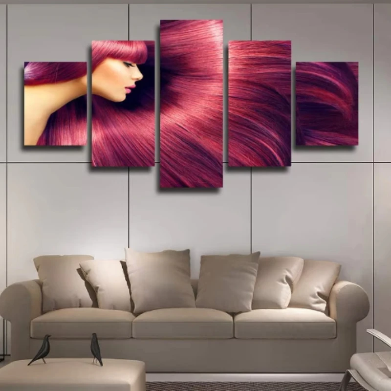 No Framed Canvas 5Pcs Haircut Hair Salon Beauty Wall Art Posters Pictures Paintings Home Decor for Living Room Decoration