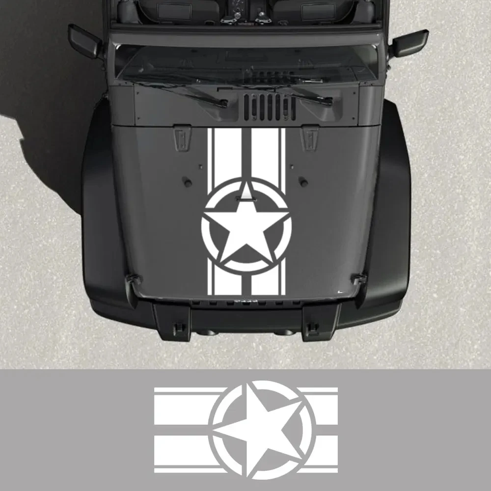 Pentagram Style Vinyl Decals Car Hood Cover Sticker for Jeep Renegade Patriot Wrangler JK L TJ Trail Hawk Rubicon Accessories