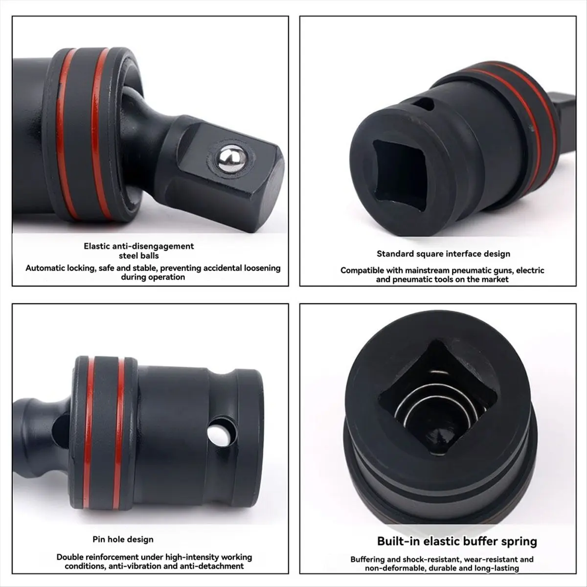 

1/4 дюйма, 3/8 дюйма, 1/2 дюйма, пневматическая качающаяся головка, универсальное шарнир с воздушным ударом, 360° ° Переходник для электрического гаечного ключа с поворотной головкой