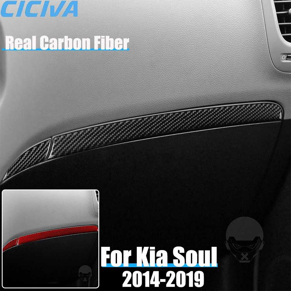 

Real Carbon Fiber Car Accessories Passenger Dashboard Set Trim Cover Soft Sticker For Kia Soul 2014 2015 2016 2017 2018 2019