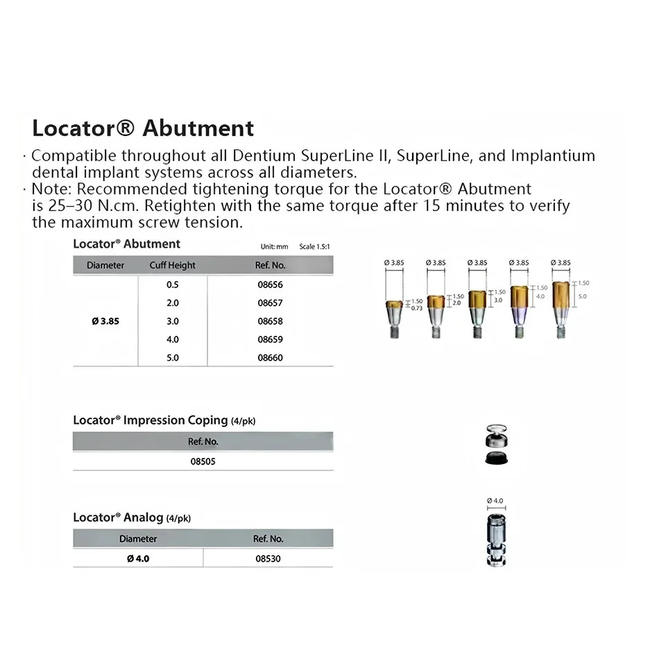 10Pcs Dental Overdenture Locator Abutments Compatible Dentium System Removable Denture Retention Silicone Retentive Caps Package