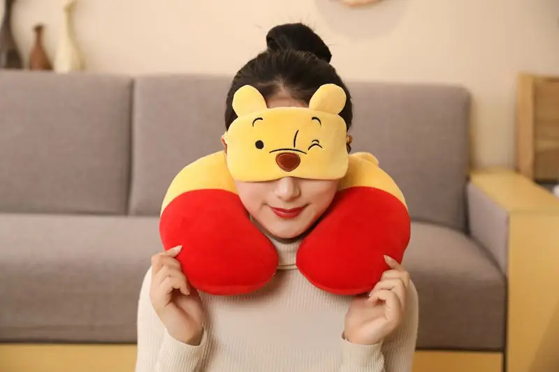 Disney Mickey Mouse Neck Pillow Eye Mask Travel Portable Pillow Car Neck Pillow Nap Pillow Bed Head Cervical Pillow Party Gift