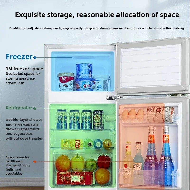 ثلاجات بباب مزدوج 68 لتر للمنزل، ثلاجة موفرة للطاقة، ثلاجة غرفة تأجير عنبر مع فريزر عميق Z
