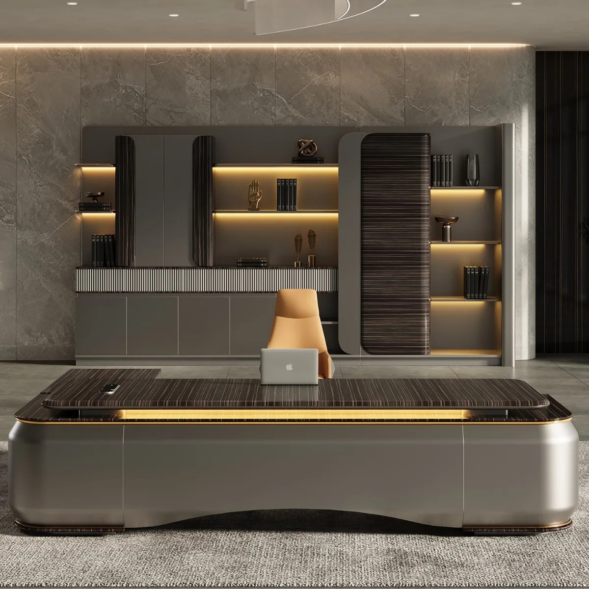 Desk Boss Table Italian Minimalist Modern Light Luxury Office Chairperson President Large Class Desk Book Desk Chair Combination