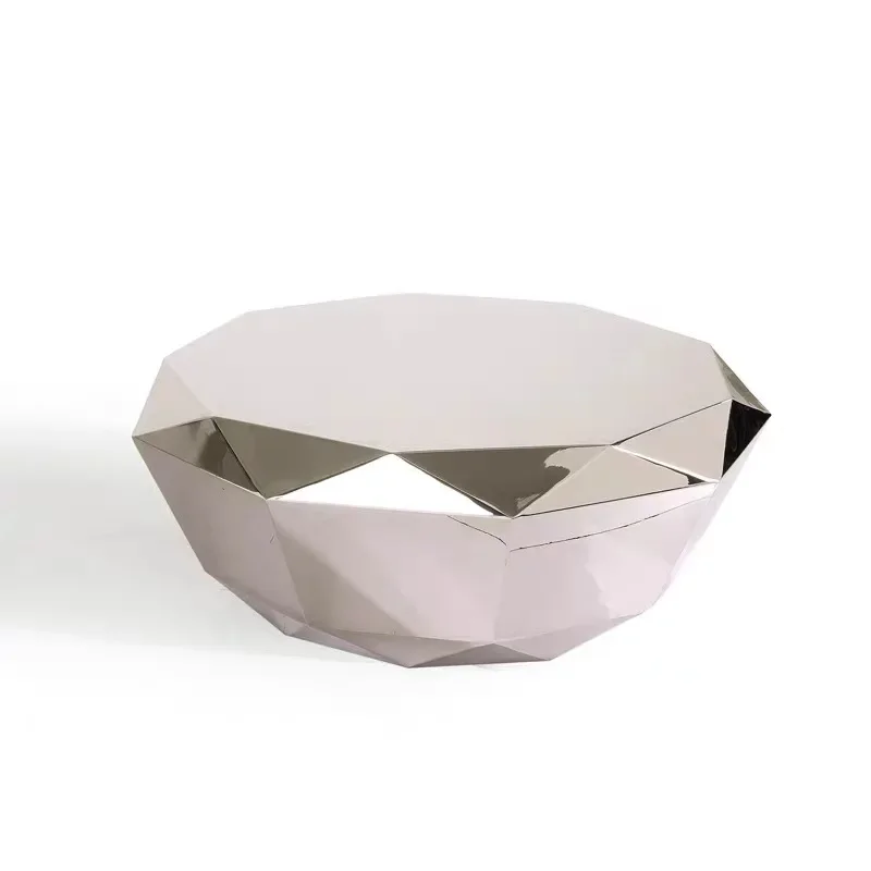 All stainless steel diamond coffee table modern fashion light luxury living room model room sales department mirror titanium
