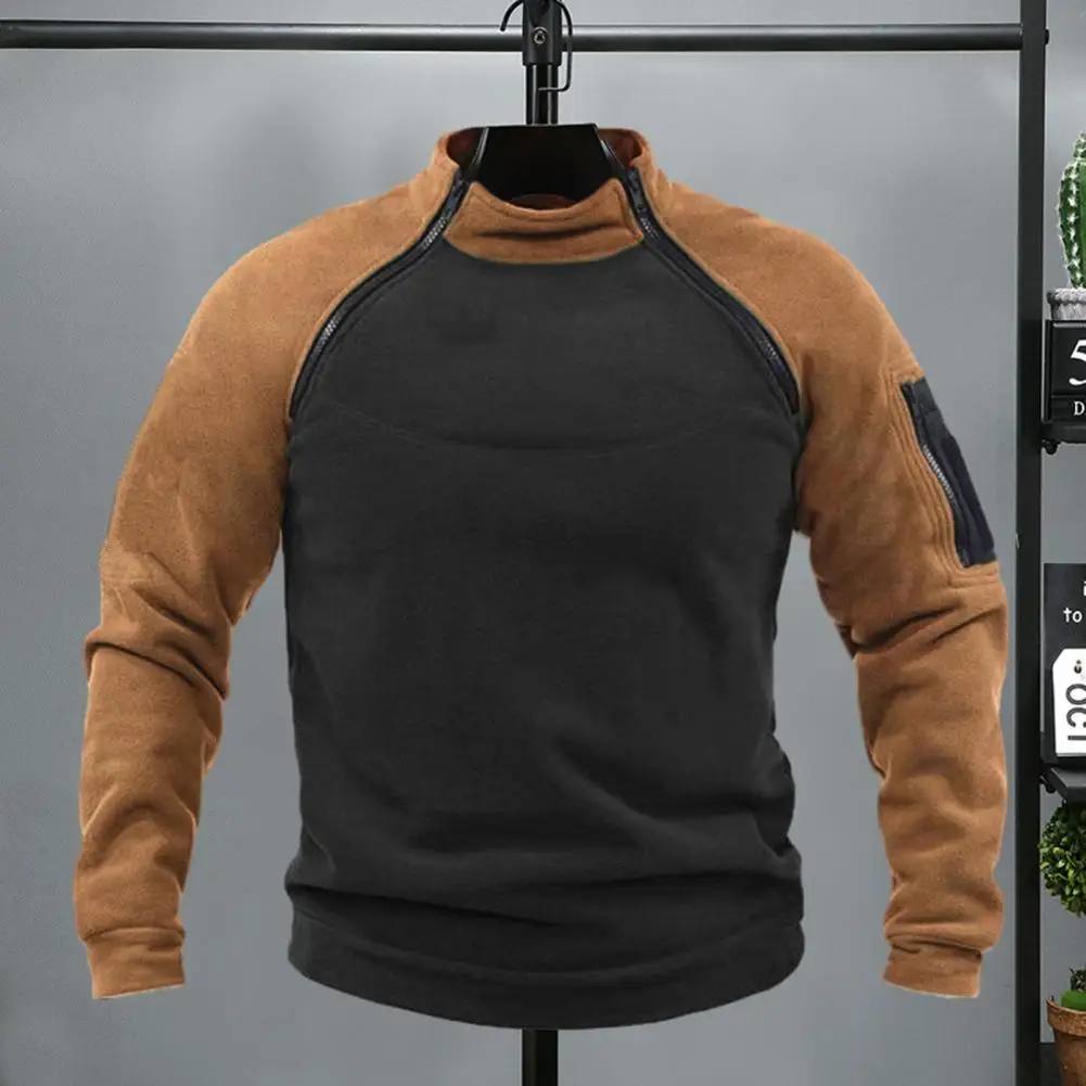 Kontrast farbe Männer Sweatshirt Herbst Männer Sweatshirt Herren wind dichtes Outdoor-Sport-Sweatshirt mit Ständer für den Herbst für lässig