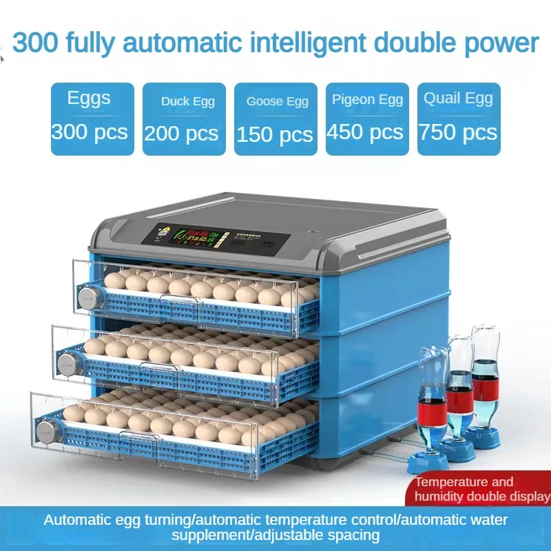 

300 Capacity Egg Incubator Fully Automatic Dual Power Hatching Machine Chick Roller Automatic Temperature Humidity Control