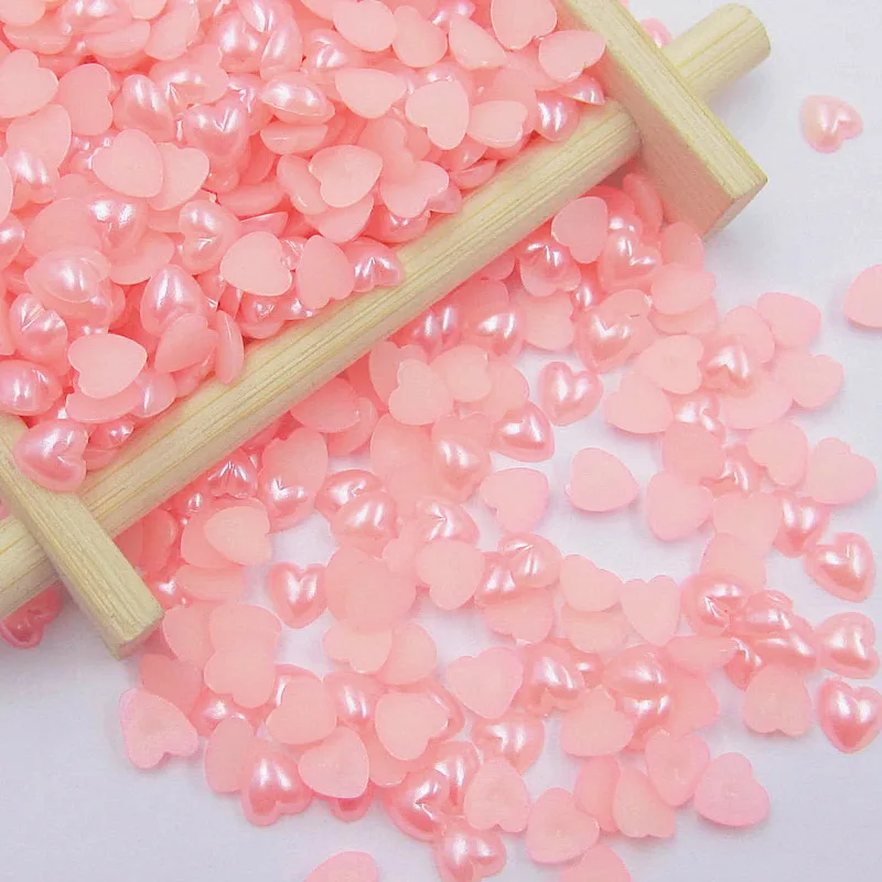 6/8/10MM Mix color Heart Shape Loose Beads ABS Imitation Pearl Flat-back Beads DIY Jewelry Craft Scrapbook Decoration