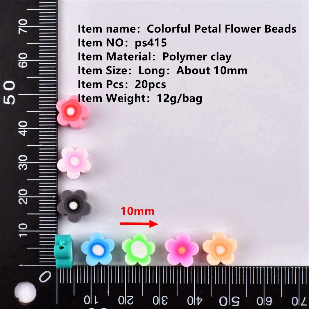 20Pcs/Lot Colorful Petal Flower Soft ceramic bead Polymer clay Bead for jewelry making