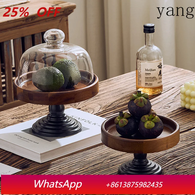 

Fruit Plate High-foot Cake Plate Snacks Desserts Try-out Rack Household Living Room Dustproof Glass Cover Storage
