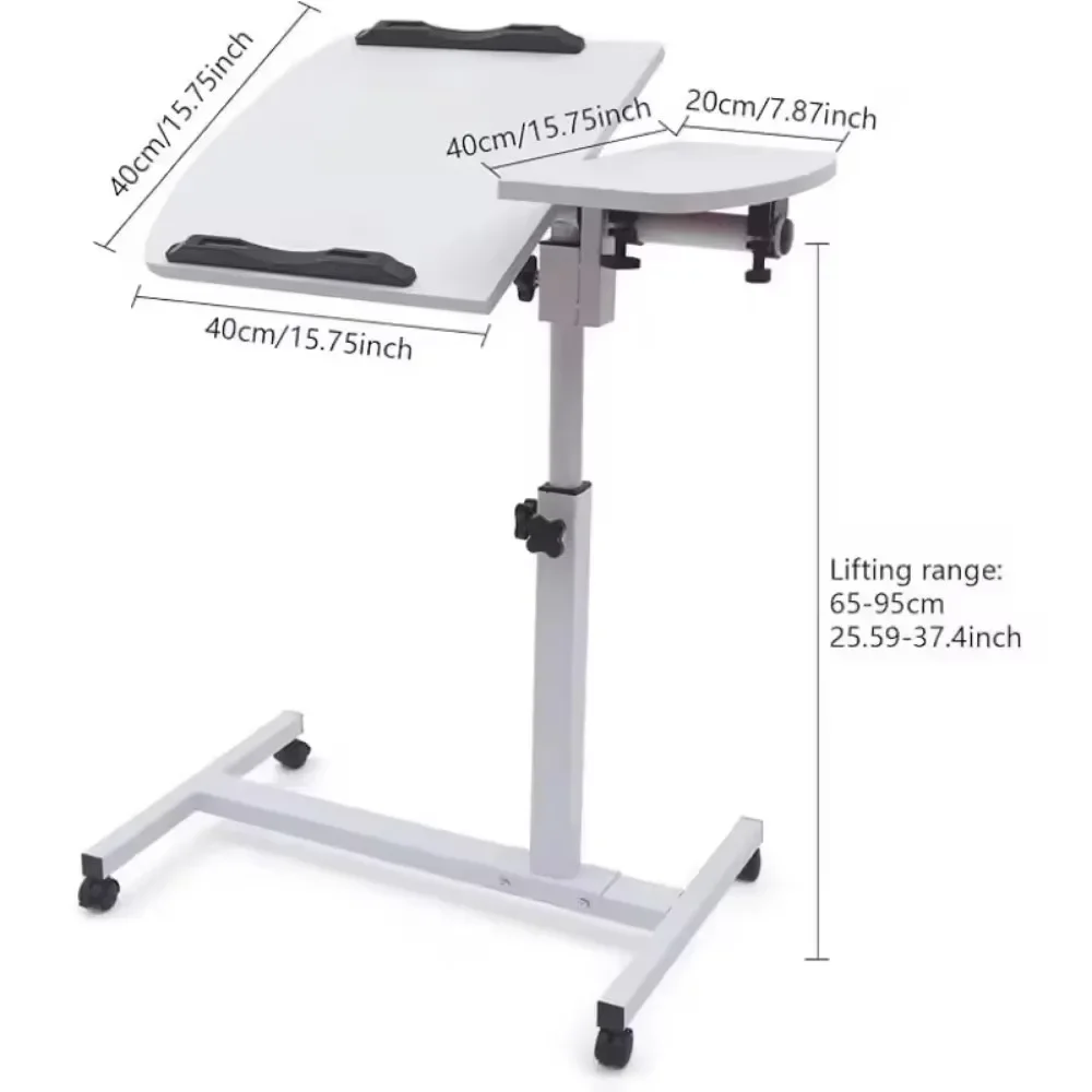 Lifting Mobile Computer Desk Foldable 360° Rotating Plate Double Anti-slip Strip Height Adjustable Space Saving Home Table Stand image 6