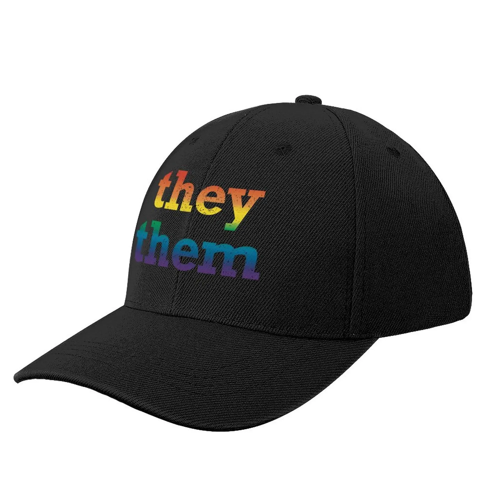 

Rainbow They Them Pronouns Baseball Cap black New In Hat Luxury Hat Elegant Women's Hats Men's