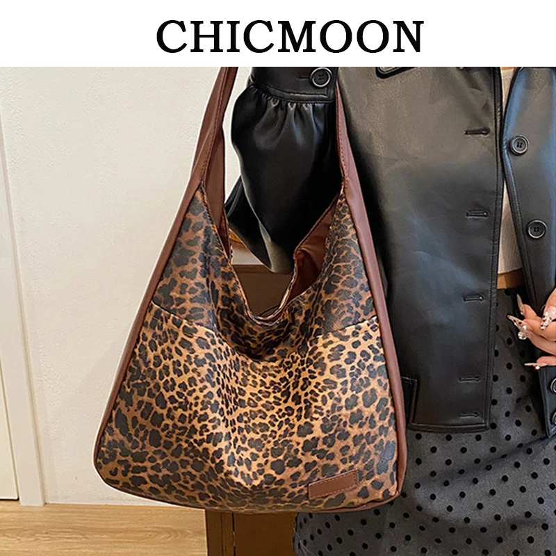 

NEW Soft Leather Design Big Tote Leopard Shopper Shopping Underarm Bags Lady Shoulder Bag for Women 2024 Trend Y2K Hobo Handbags