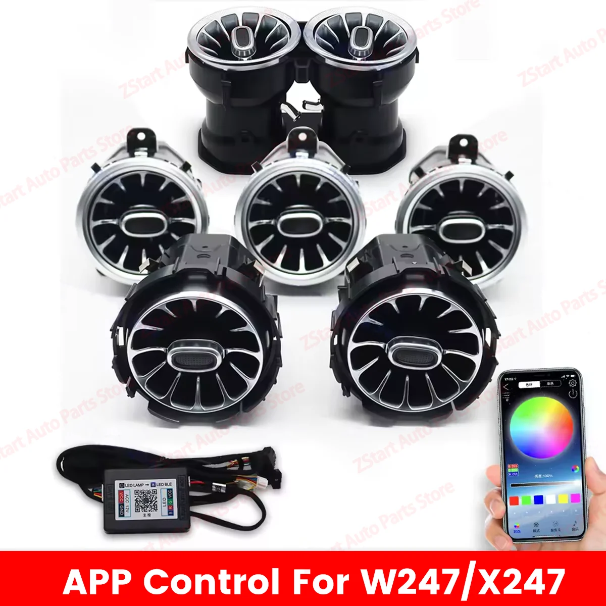 256 kleuren LED Vent Voor Mercedes Benz W205 x253 W213 W177 W118 W117 W176 X156 W222 APP Controles Air vent Nozzle Omgevingslicht