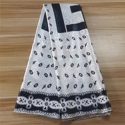 White Gold Line African Printing Brocade Jacquard Lace Fabric High Quality Nigerian Jacquard Silk Materials for Party P1124-4