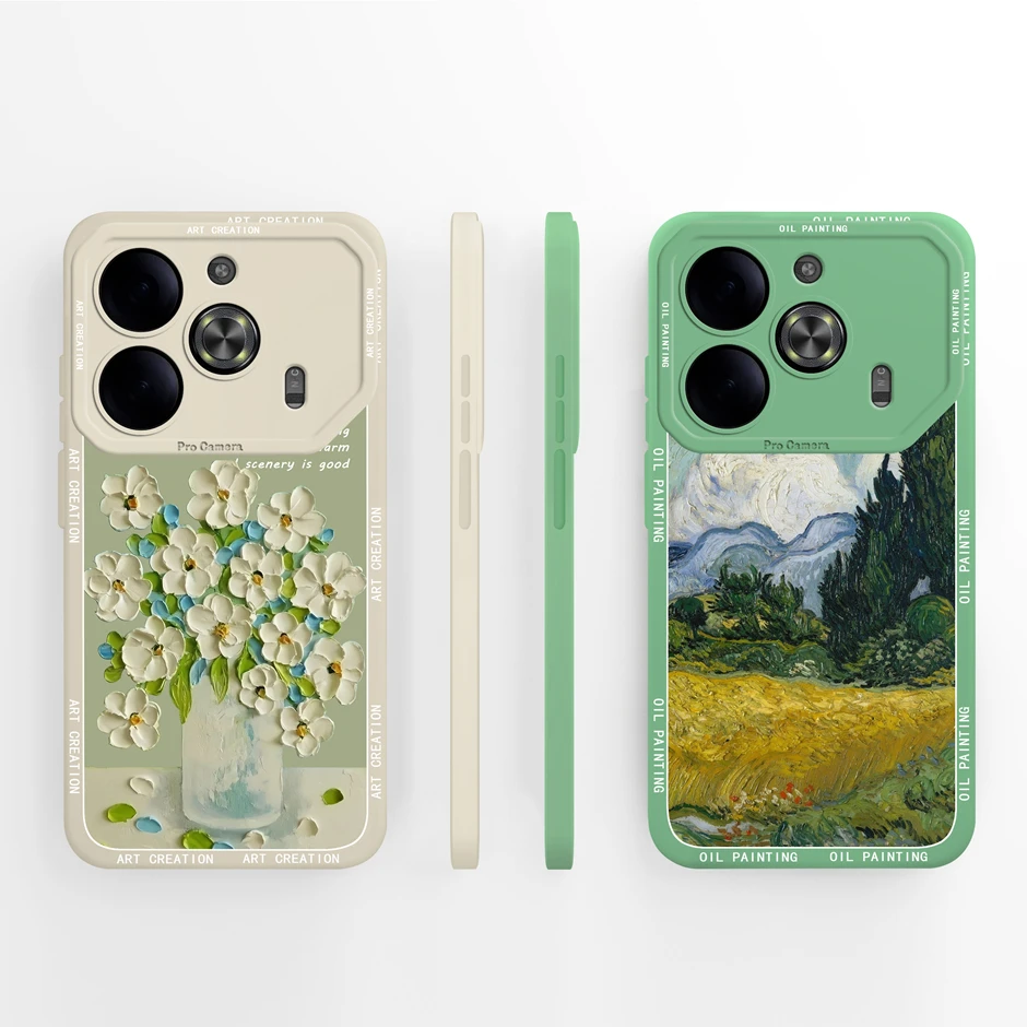 Cases For Tecno Pova 6 Pro 5G Pretty Oil Painting Flowers Silicone Soft TPU Phone Cover For TecnoPova6 6Pro Fundas Bumper Shell