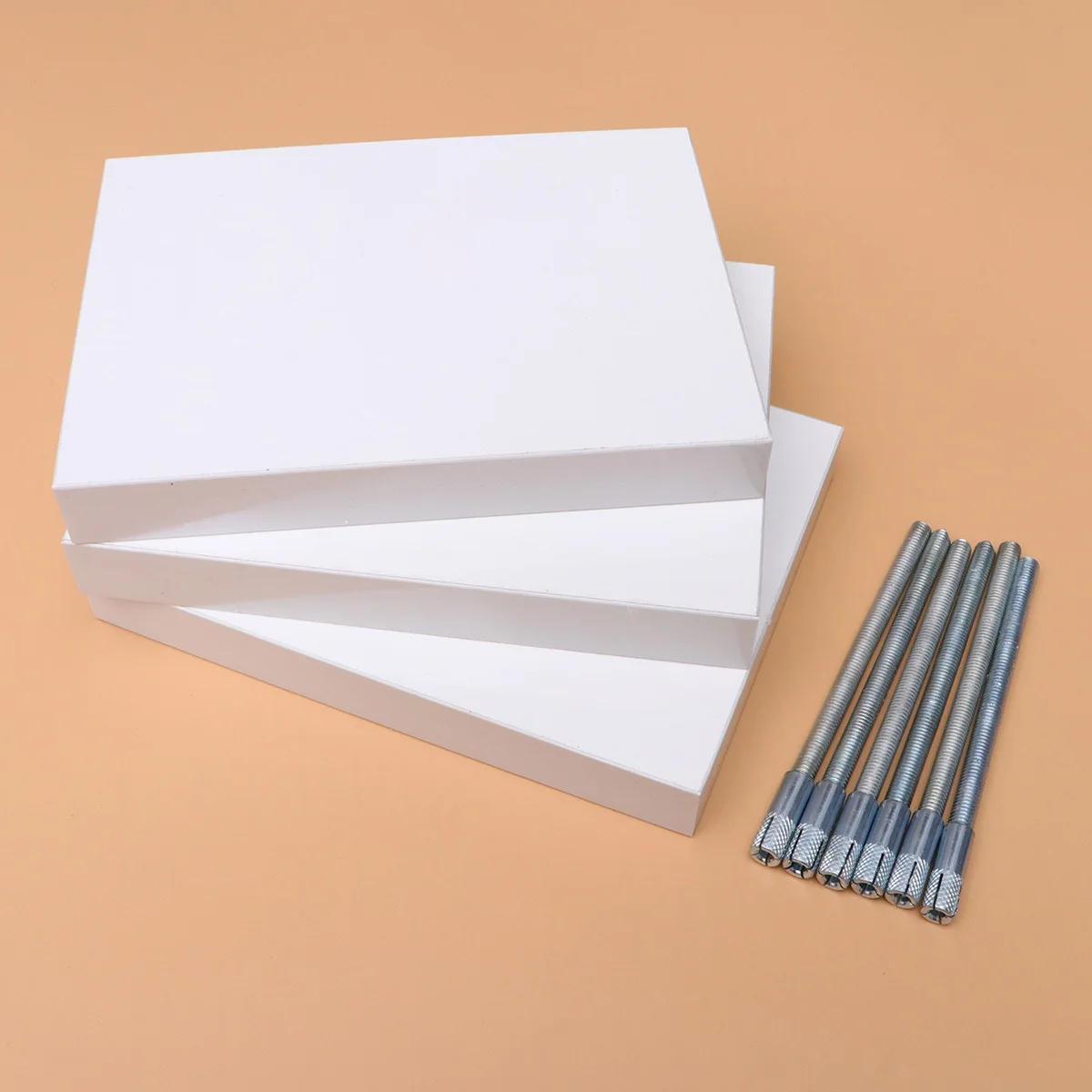 

3Pcs Wall-Mounted Bookshelf Floating Shelves Storage Rack Organizer for Living Room Bedroom Office White Particle Board