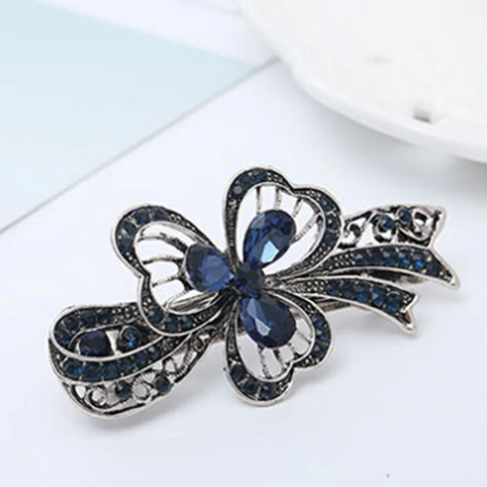 

4pcs Spring Hair Clips Crystal Retro Women Elegant Bowknot Vintage Flower Shaped Hairstyle Accessories For Women Girls