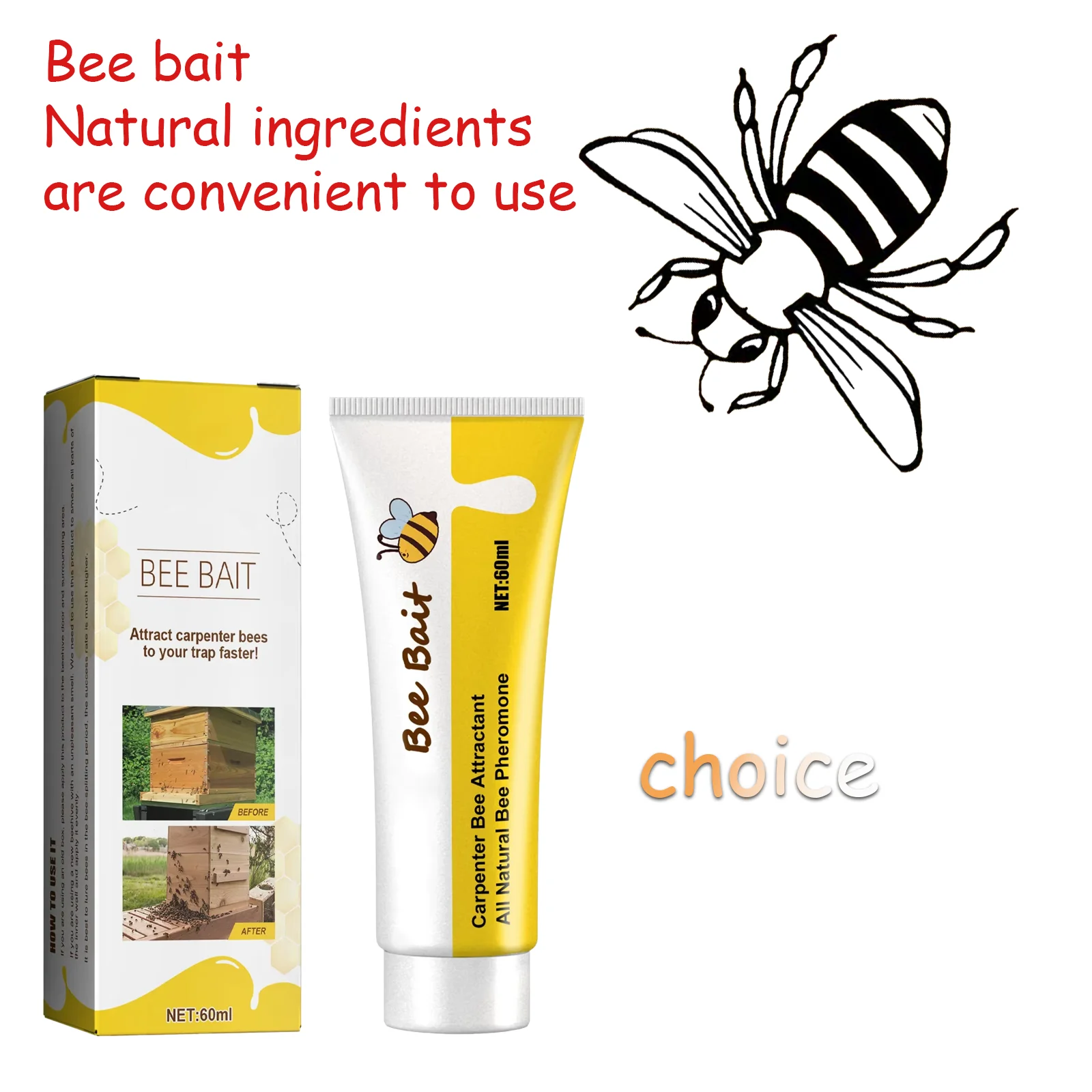 Outdoor Beekeeping Bee Attractant Bait - Easy Catching Bee Queen Pheromone Lure Swarm Commander for Honey Hive Attraction