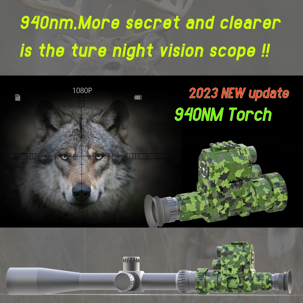 Megaorei Night Vision Riflescope Hunting Scopes Optics Sight Tactical 940nm Infrared IR  Night Vision Hunting Camera