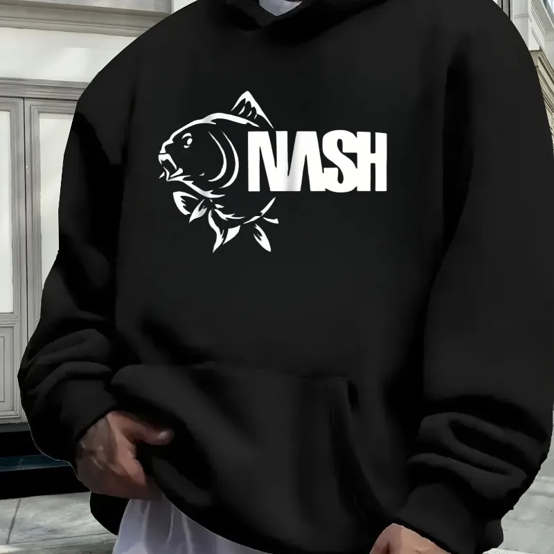 

Angler Print Men's and Women's Cotton Hoodie Without Drawstring Loose Thermal Sweater Long Sleeve Fleece Casual Jacket Jumper