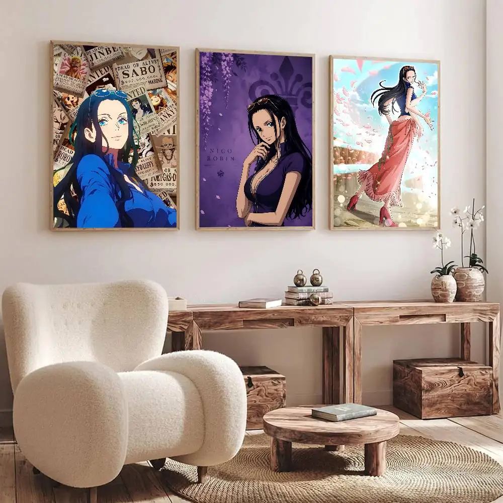 Anime O-One Piece Nico Robin Posters Fancy Wall Sticker for Living Room Bar Decoration Wall Decor