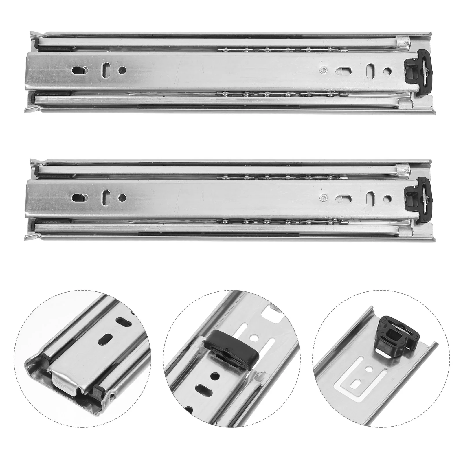 

2 Pcs Component Central Drawer Track Stainless Steel Full Extension Slides Toolbox