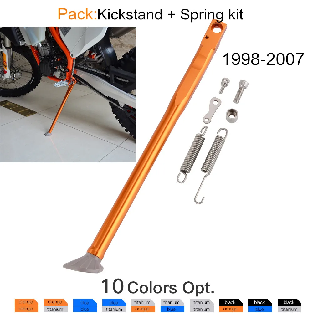 

Motorcycle CNC Aluminum Parking Side Stand Kickstand + Spring Kit For KTM 125 250 300 350 400 450 525 EXC 1998-2007 50303023000