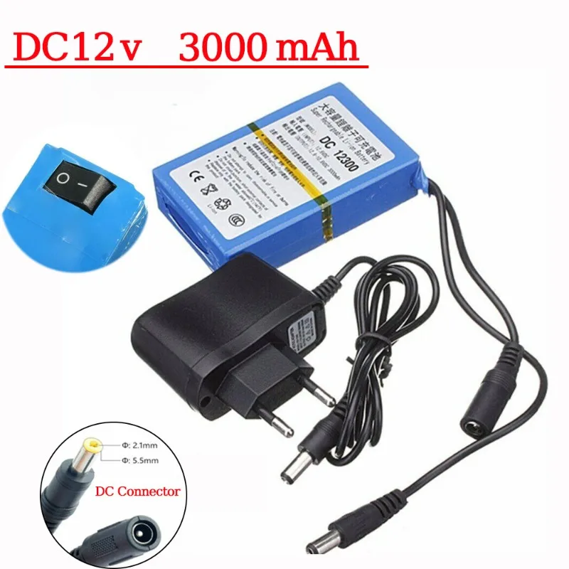 

12 Volt DC-12300 3000mAh Portable Mini Rechargeable Li-Ion Battery for CCTV Camera