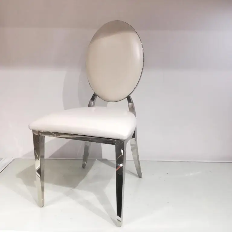 

Light luxury simple stainless steel chair wedding chair hotel banquet hall dining chair with backrest outdoor stool