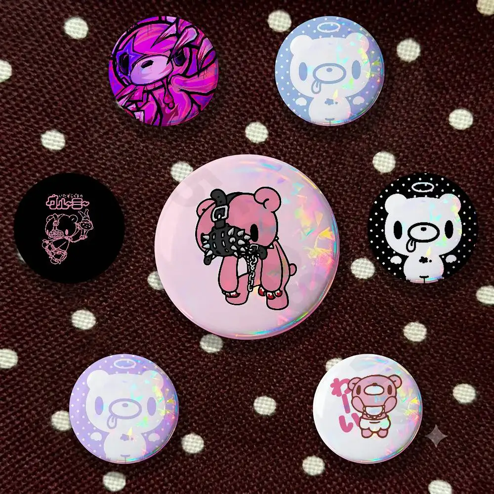 Cute G-Gloomy Bear Tinplate Enamel Pins Creativity Printed Pictures Text Metal Lapel Badges Brooches