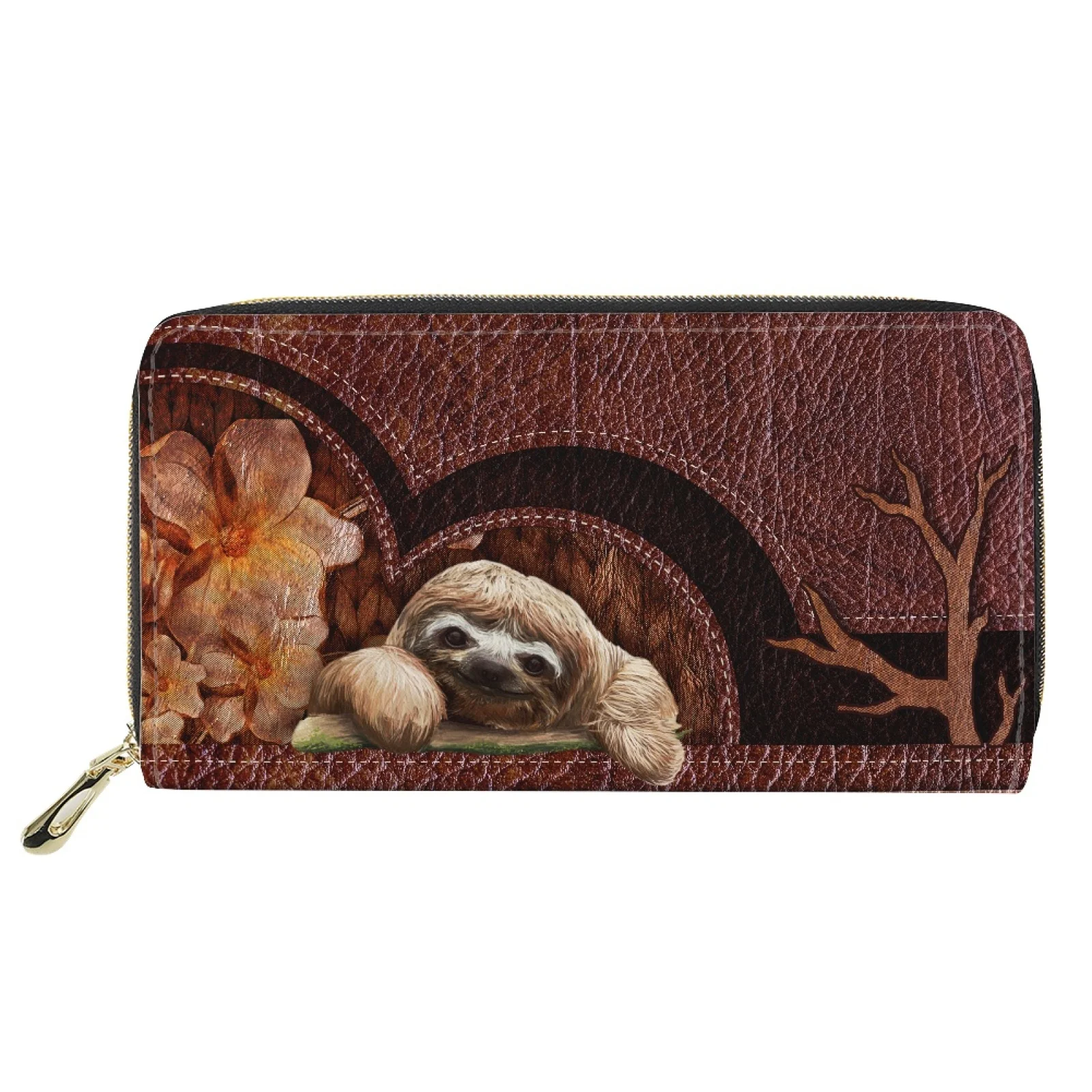 Woman Wallet long Leather Wallets Women Luxury Designer PU Purse Cute Sloth 3D Print Phone Bags for Ladies Travel Money Clip