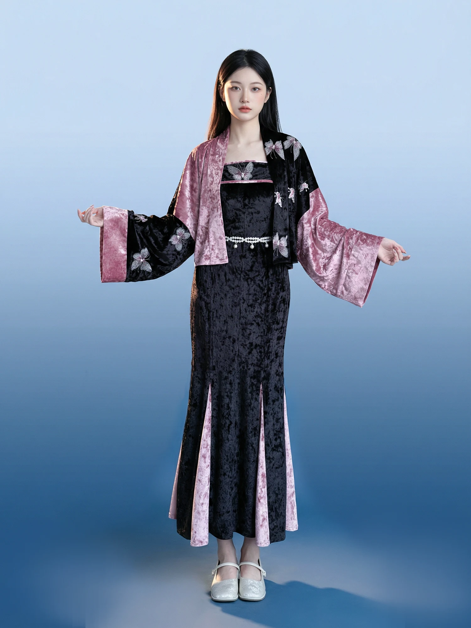 

Original Jin Dynas Sle Silk Velvet Fi Tail Dr Han Su Patchwork Daily Commute Suitable for Ages 25-35