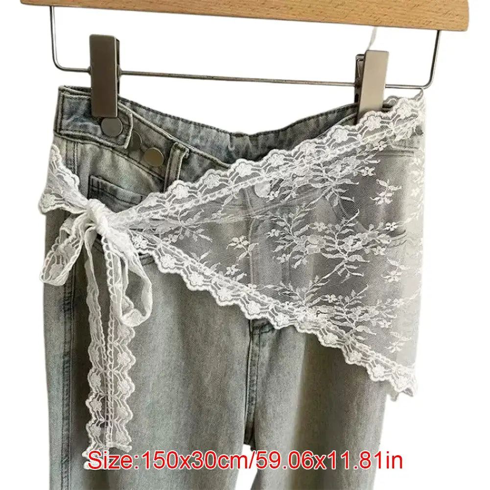 Korean Fashion Lace Waist Scarf Vintage Sweet Decorative Triangle Belt for Women Casual Skirt Waistband Clothing Accessory view 5