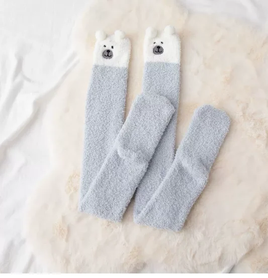 اليابانية موري فتاة الحيوان النمذجة جوارب طويلة مخطط لطيف ضغط الخريف الشتاء الدافئة جورب النوم دافئ طويل الفخذ العليا الجوارب