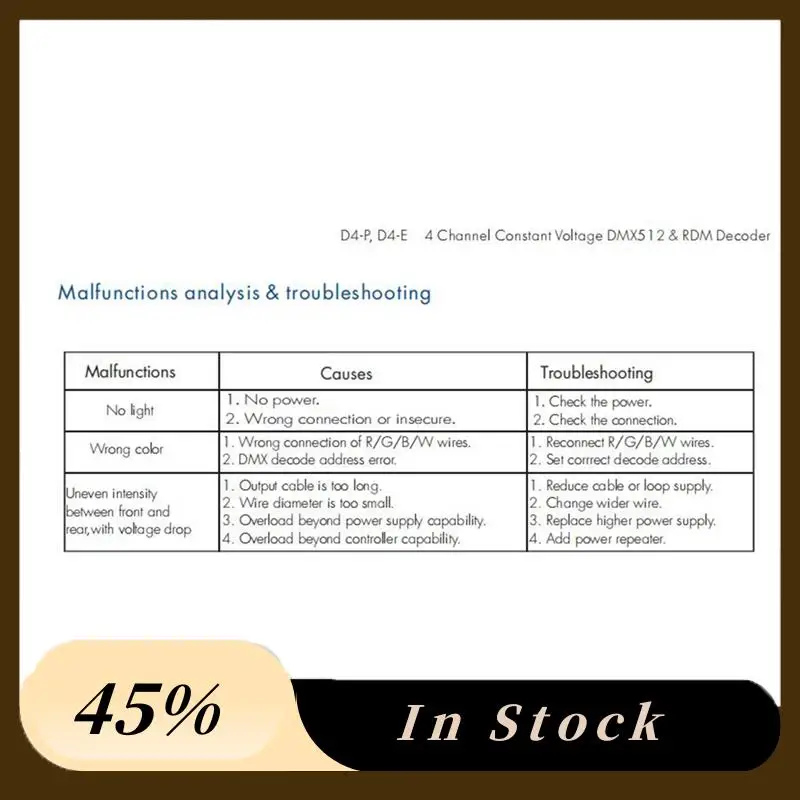D4-P 4 Channel PWM Constant Voltage DMX &RDM LED Decoder Controller Digital Display XLR3 RJ45 Port DC12-36V Input 8Ax4ch Black