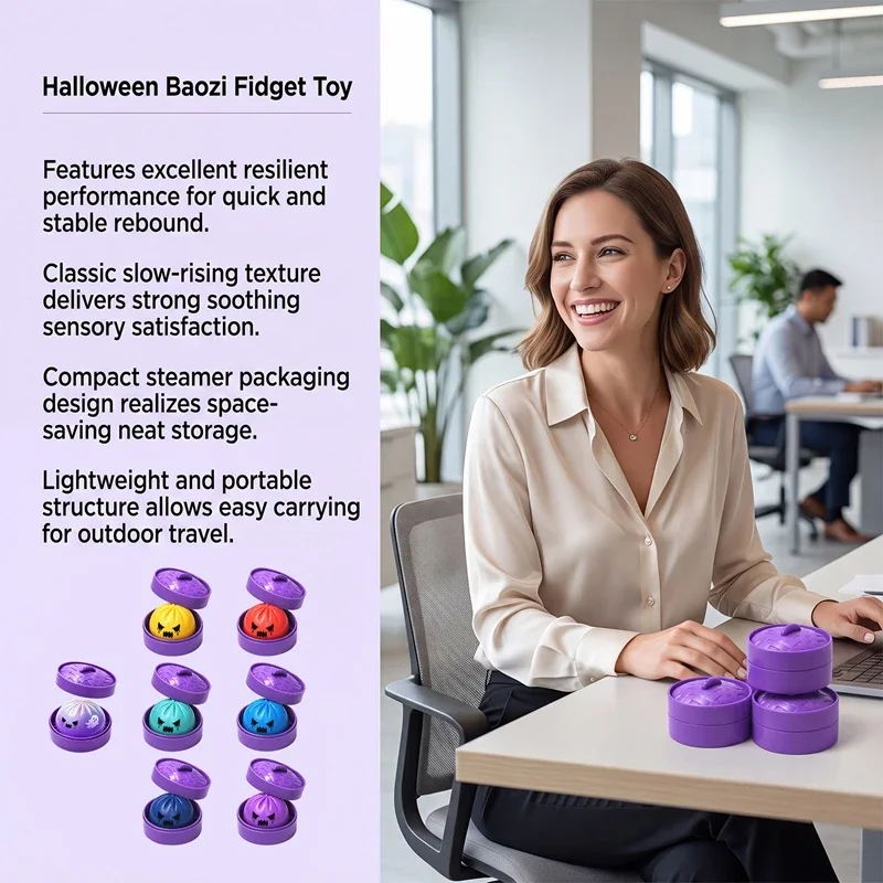 Halloween Purple Steamed Bun Pinching Fun Soft Rubber Slow Rebound Bun Stress Relieving Fun Toy Adult Gathering Prank Toys Gift view 4