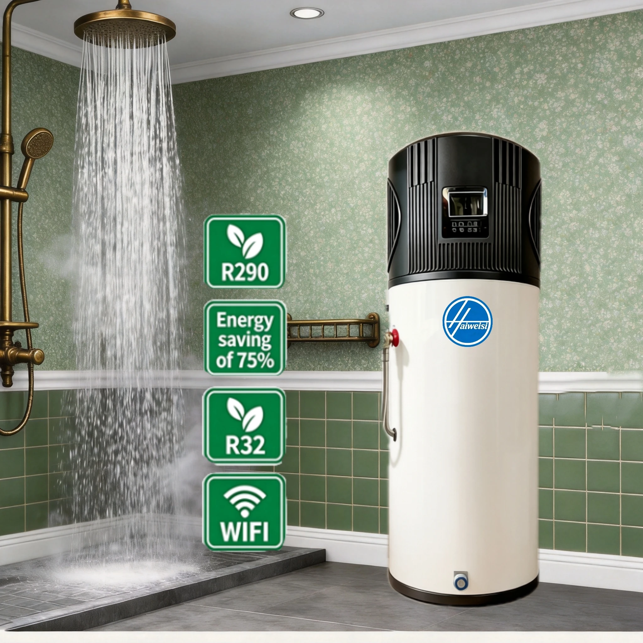 Smart  200L R290 Heat Pump:  Metal Design With High Efficiency & Easy App Control.