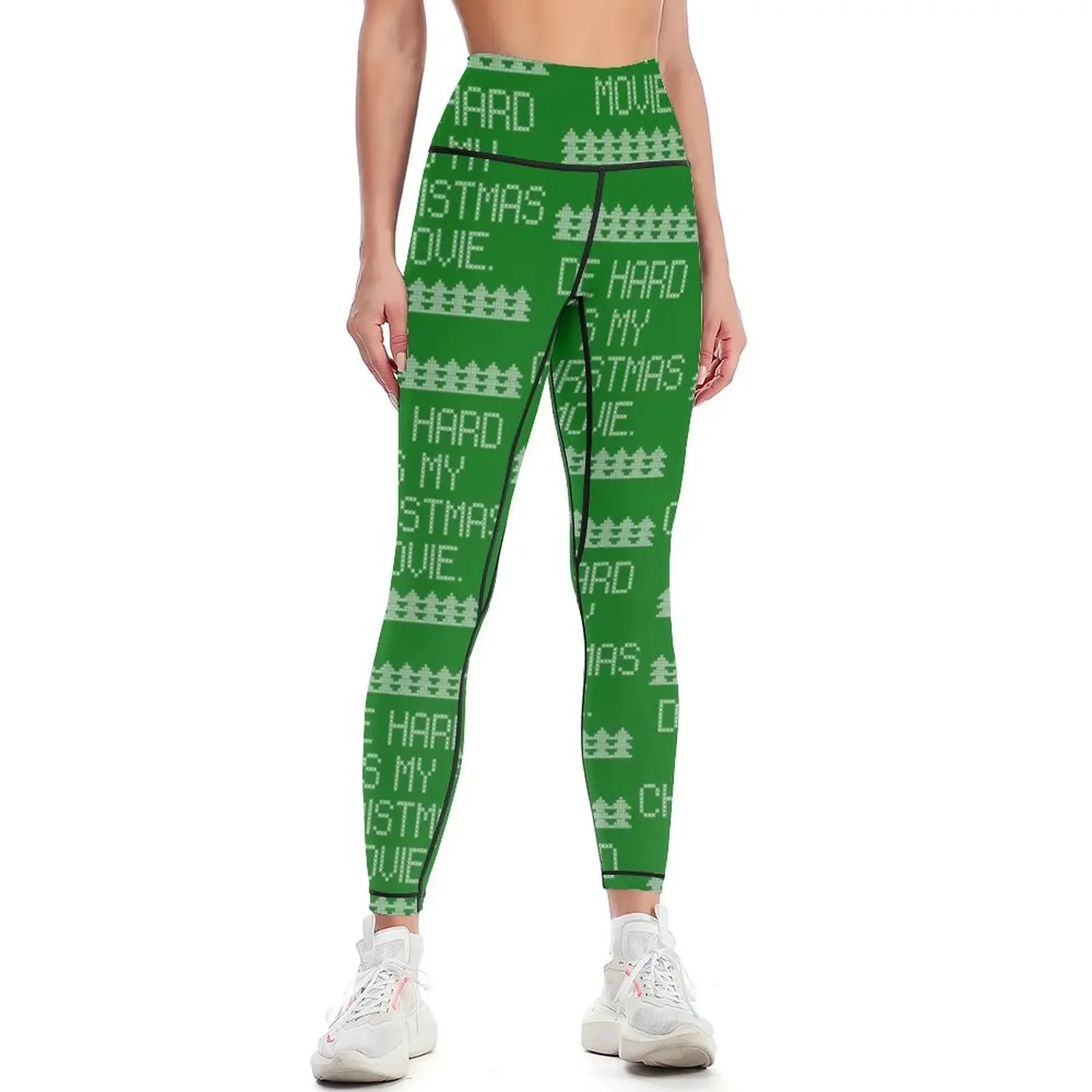 

Die hard is my Christmas movie Sarcastic Xmas Saying Green Leggings sport pants push up legging Womens Leggings