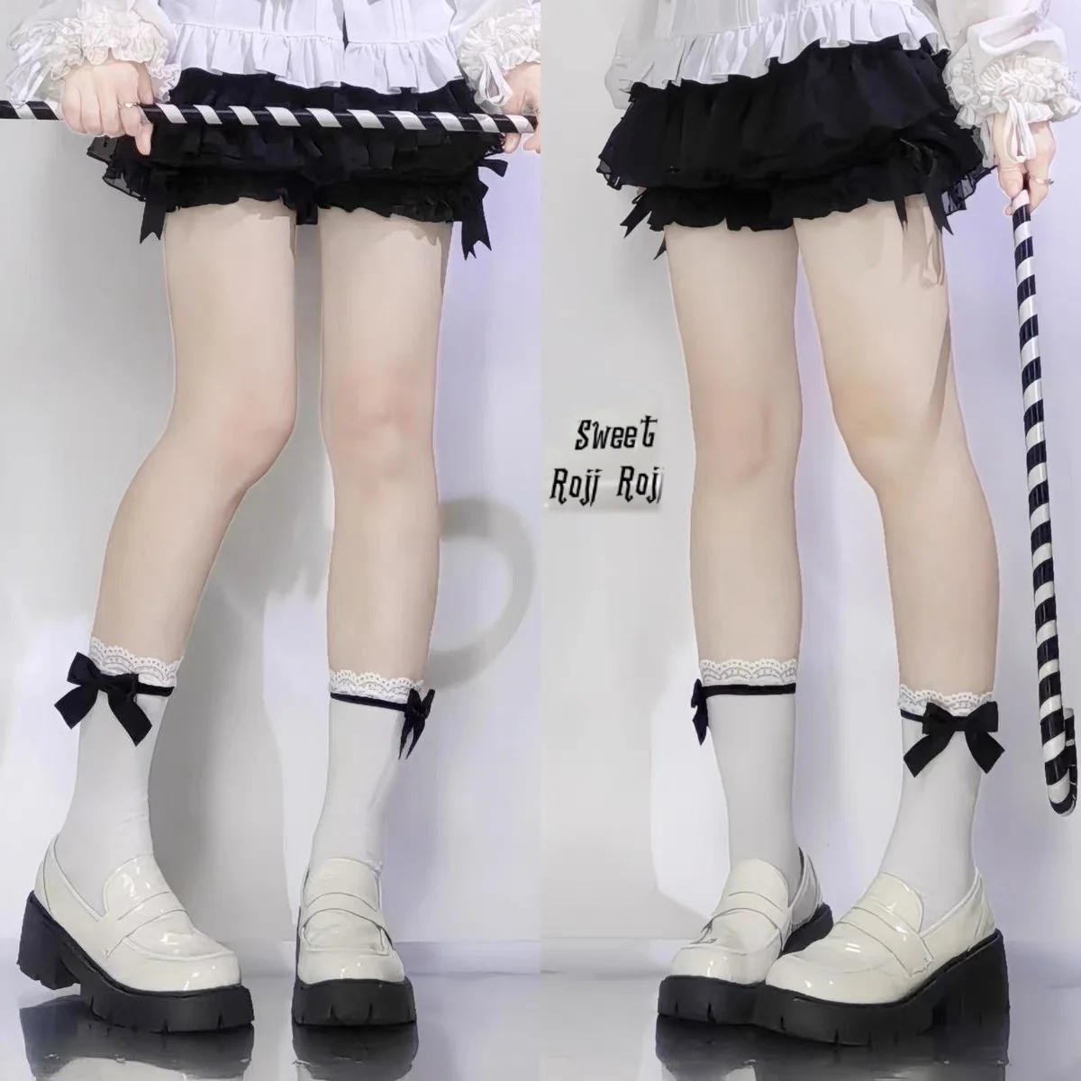 

Japanese Hot Lolita Gentle Ballet Socks Women's spring & Autumn Mid-calf Socks JK Harajuku Sweet Lace Cotton socks