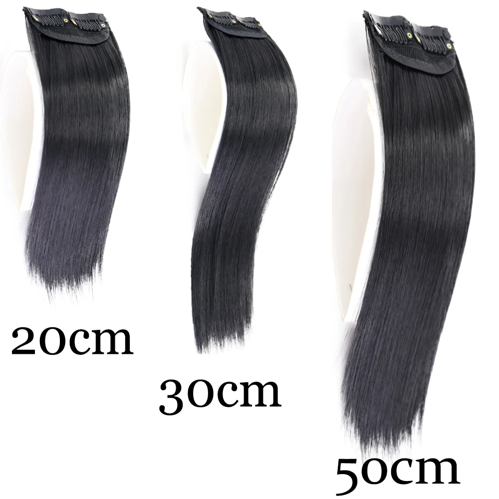 MERISI HAIR 2Clips Increase hair volume Hair Extensions Synthetic Invisable Straight Hair Pads Clip In One Piece Top Side Cover