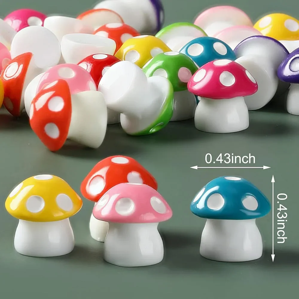 100Pcs Tiny Mushrooms Mini Figurines Colorful Indoor Outdoor Mushroom Statue Decor for Garden Landscape Bonsai Craft Ornament