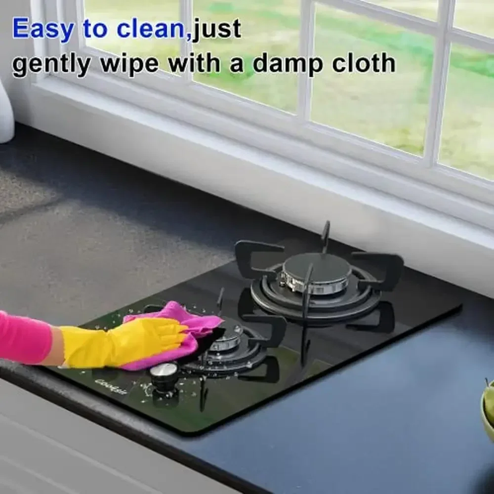 12" Gas Stove 2 Burners Dual Fuel LPG/NG Built-in Propane Cooktop Tempered Glass Top Safety Electric Ignition Kitchen Fixture