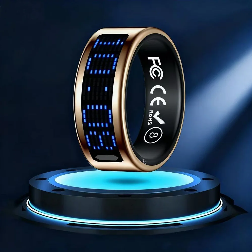 

5AMT Smart Ring for Men And Women Waterproof LED Display Multi-Sport Mode Heart Rate Sleep & Oxygen Monitoring
