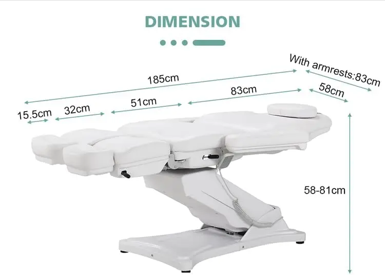 Electric Facial Bed for Esthetician Beauty Spa Treatment Table Electrical Spa Chair with Split Leg Tilt Rotation Massage