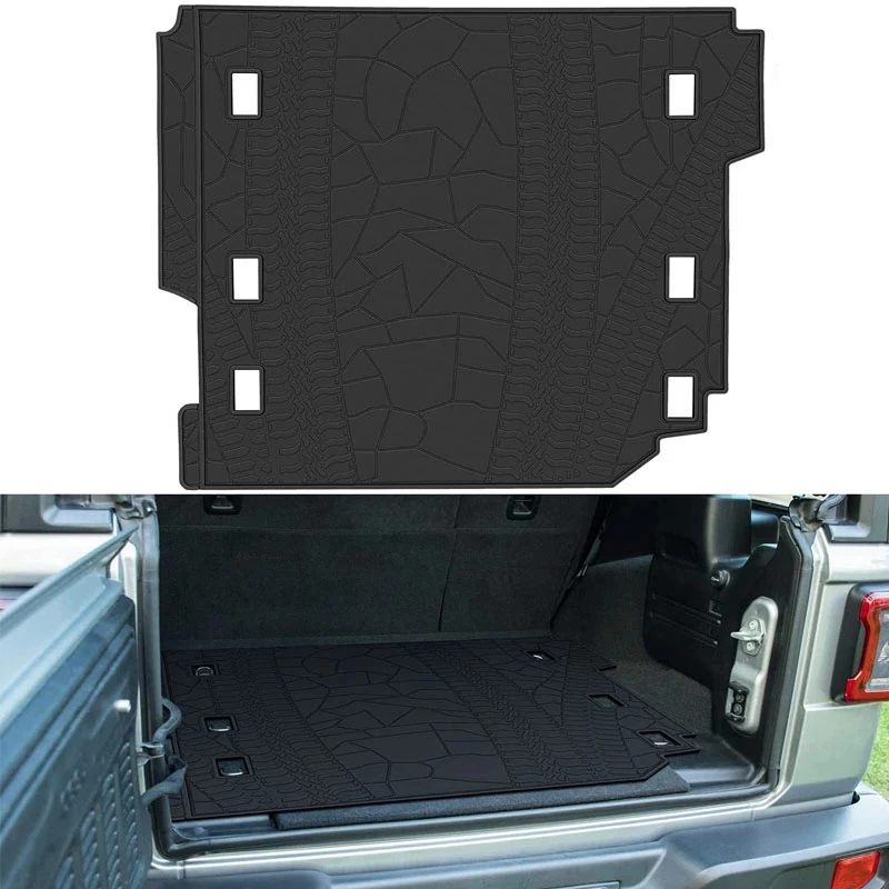 TM Cargo Mats Odorless Rubber Custom for 2018-2022 Jeep Wrangler JL Unlimited Sport Sahara Freedom Rubicon 4 Door Trunk Mats