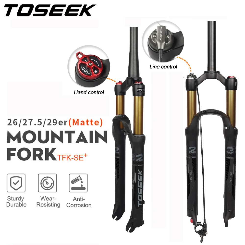 

TOSEEK TFK-SE Magnesium Alloy Mtb Fork 26/27.5/ 29er Inch Mountain Bike RL120mm Air Suspension Fork Garfo Carbono 700c Golden